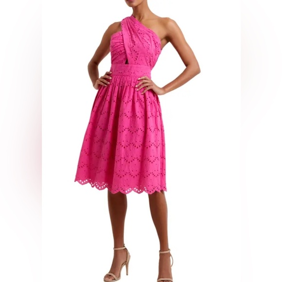 FRENCH CONNECTION
Appelona Cotton One Shoulder Eyelet Dress, Size 2, NWT - Picture 13 of 15